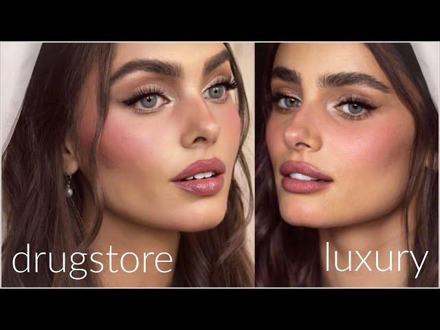 Taylor Hill Bridal Makeup👰🏽‍♀️ LUXURY vs DRUGSTORE products!