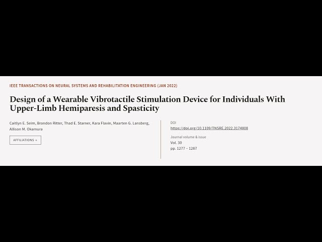 Design of a Wearable Vibrotactile Stimulation Device for Individuals With Upper-Limb ... | RTCL.TV