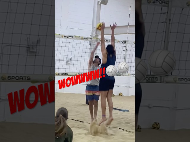 Big BLOCKER UP🙌!! Watch to see what happens next??😱 #volleyball #beachvolleyball #nyc #qbk