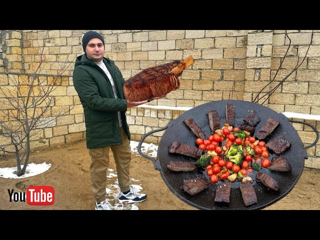 Grilled Steak & Veggies Cooked in Tail Fat – Irresistible Open-Fire Cooking !