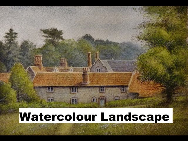 Watercolour Landscape Painting Demo of Wiveton Hall Cottages Norfolk