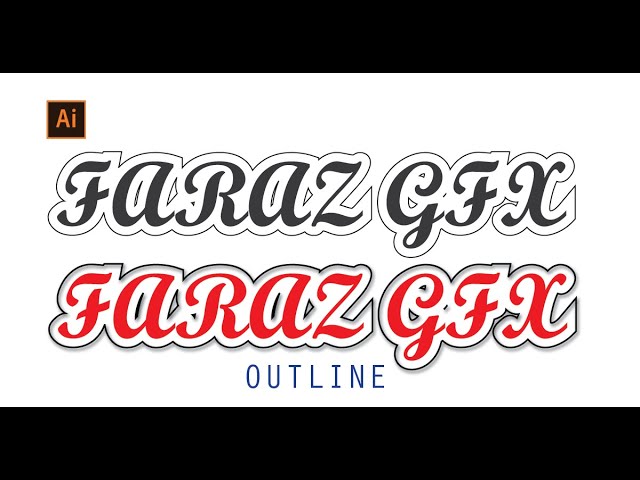 How To Create Outline Text in illustrator | Faraz GFX Design