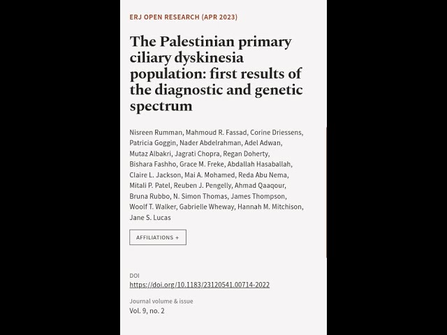 The Palestinian primary ciliary dyskinesia population: first results of the diagnosti... | RTCL.TV