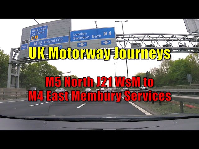 UK MOTORWAY JOURNEYS - M5 NORTH Junction 21 WsM to M4 EAST Membury Services - DASH CAM Footage