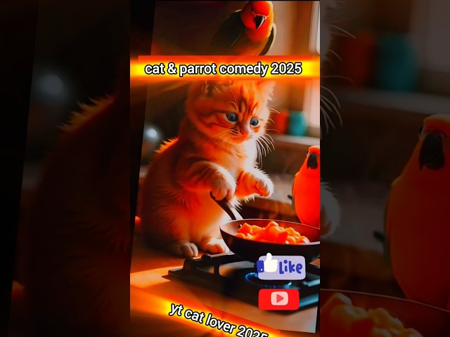 cat & parrot comedy 2025 #trending #viralvideo #viralshorts #prank #funny #comedy #funnyanimal