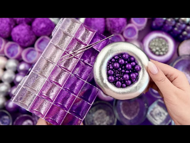 ASMR Peeling off the film and Clay crackling 💜 Bath Bomb in water 💜 Soap crushing and cutting 🤍