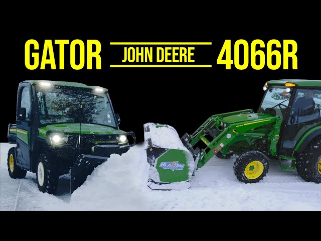 JOHN DEERE GATOR VS TRACTOR PLOWING SNOW IN STYLE! 🚜🐊😎