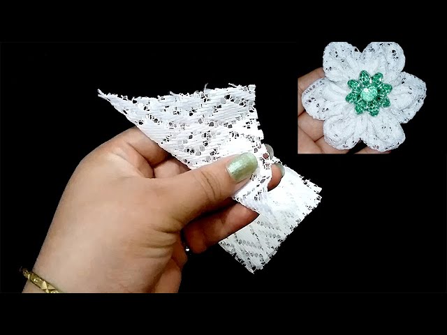 Stunning Hand Embroidery Fabric Flower Design DIY - Crafts by Sidra