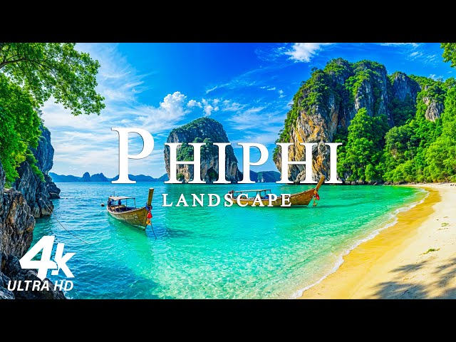 FLYING OVER PHI PHI (4K UHD) - Amazing Beautiful Nature Scenery with Relaxing Music - 4K Video UHD