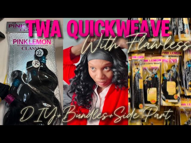 HOW TO: QUICK WEAVE SIDE PART W/LEAVE OUT ft. PINK LEMON BUNDLES 18”20”22” beauty supply hair