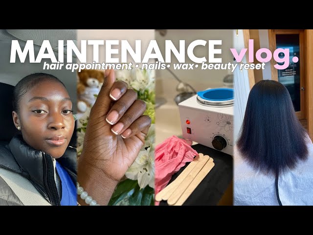 Maintenance Vlog | First silk press , DIY french tips , waxing etc...