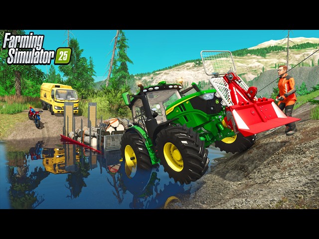 EXTREME *FAIL* CROSSING MISSING BRIDGE! The MOST Frustrating Job in Farming Sim 25