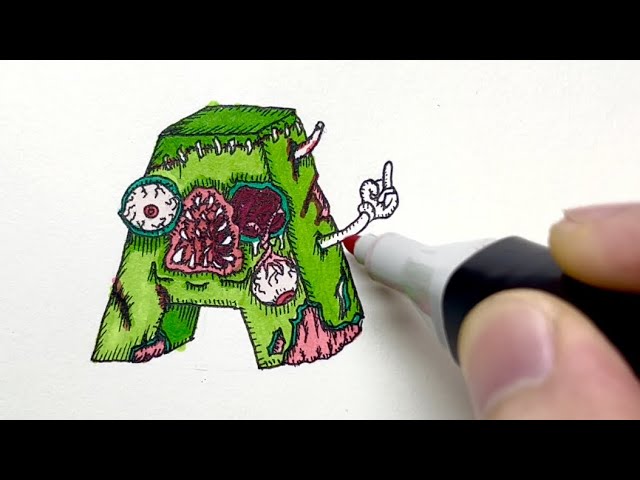 How to draw Alphabet Lore Zombie | Lettle A | 4K video