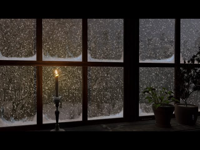 24/7 Ambiance felt from the window of the cabin on a snowy winter | Snowstorm | Blizzard