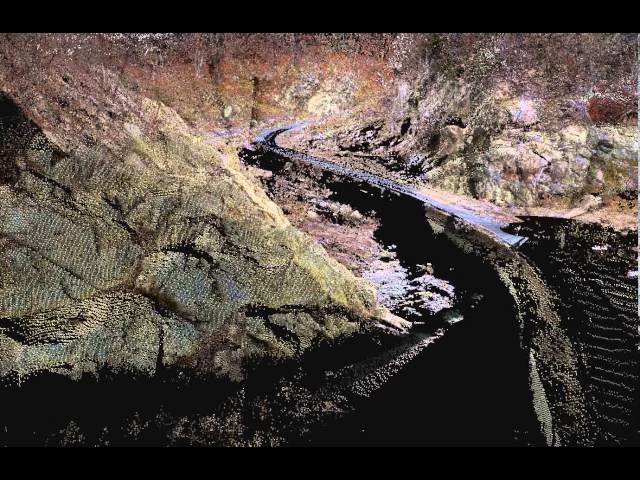 3-D landscape of a valley at Aneyoshi, Miyako City in Japan after the 2011 tsunami