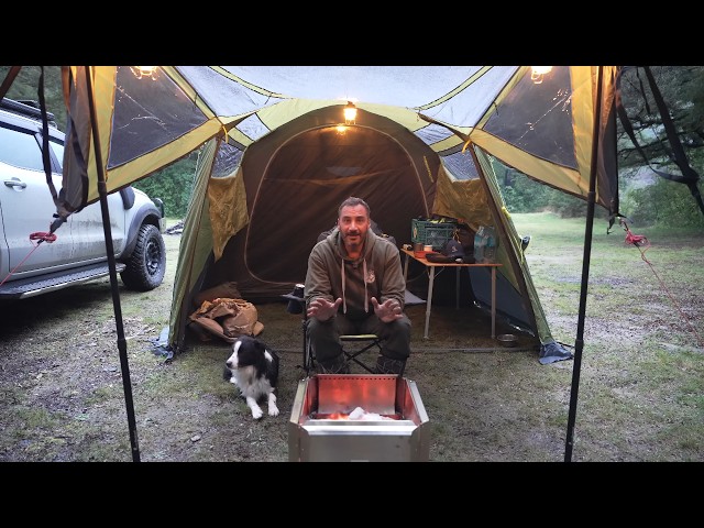 CAMPING in the RAIN - Perfect COSY Air TENT - Dog