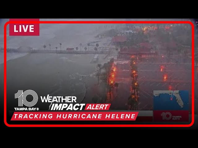 Tides at Clearwater Beach rising from Hurricane Helene