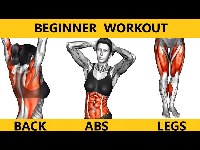 BEGINNER WORKOUT FOR WOMEN   BACK  ABS  LEGS   MUSCLE BUILDING WORKOUT