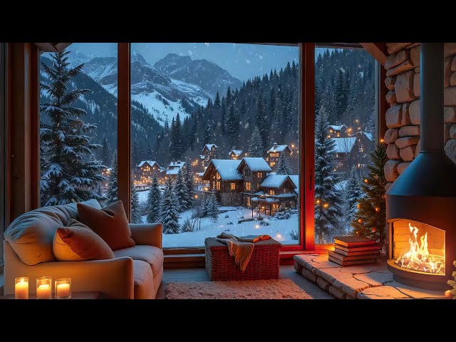 Beautiful Cozy Fireplace in Living Room 🔥 Relaxing Piano Music for Working and Studying