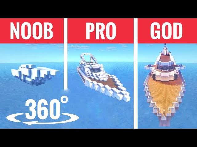 360° Video | VR Noob Pro Hacker God Minecraft Yachts Ships Build Challenge