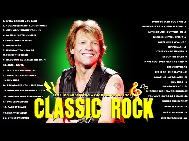 Classic Rock Songs 70s 80s 90s Full Album 🔥 Nirvana, Queen, U2, Guns' N Roses, Aerosmith, Scorpions