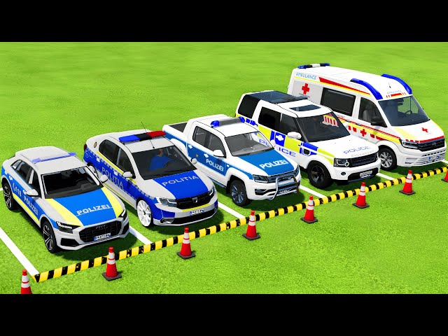 TRANSPORTING ALL POLICE CARS and AMBULANCE VEHICLES WITH MAN TRUCKS TO THE POLICE STATION ! FS22