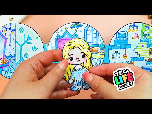 How to draw Mini Toca Boca Quiet Book For Frozen Elsa & Crumpet DIY papercrafts