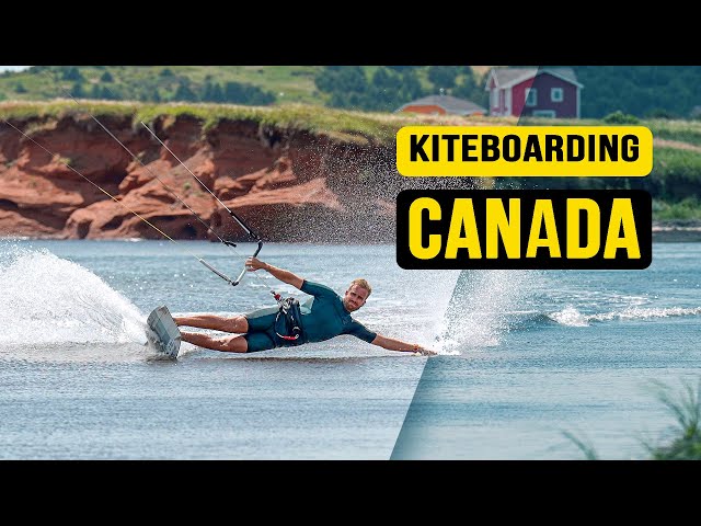 Kiteboarding on the Magdalen islands in Canada