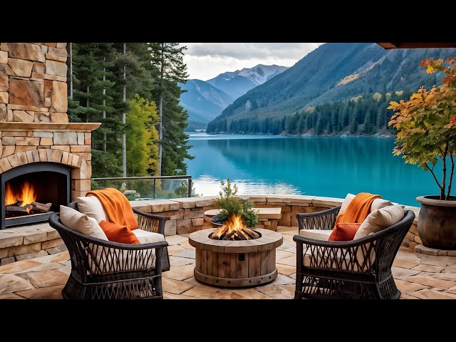 Smooth Jazz Instrumental Music For A Relaxing Cozy Autumn With Crackling Fireplace By The Lake 🍂🔥