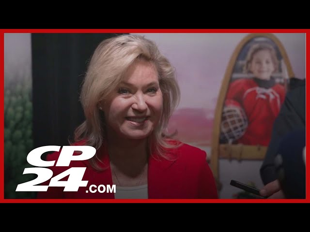 Ontario Liberal leader Bonnie Crombie speaks to reporters in North Bay