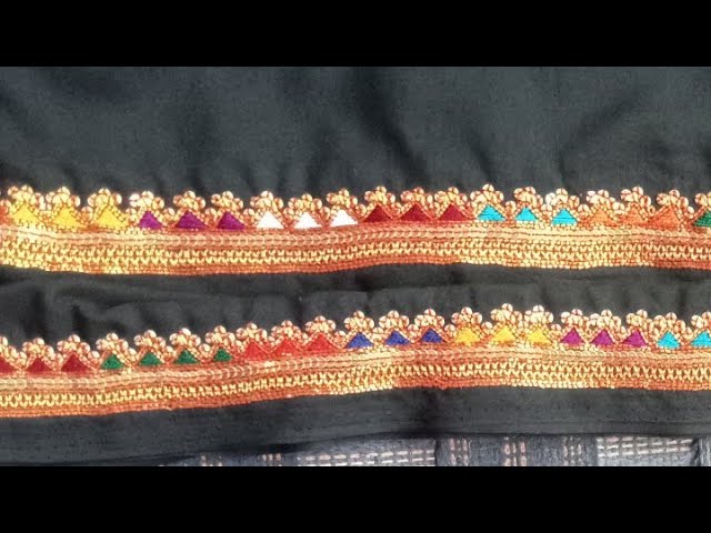 Sindhi Hand Embroidery zari mukka work Chadar design tutorial ||embroidery work