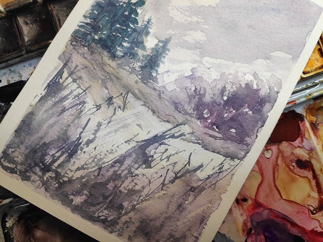 Loose landscape fantasy watercolor! design and exercise!