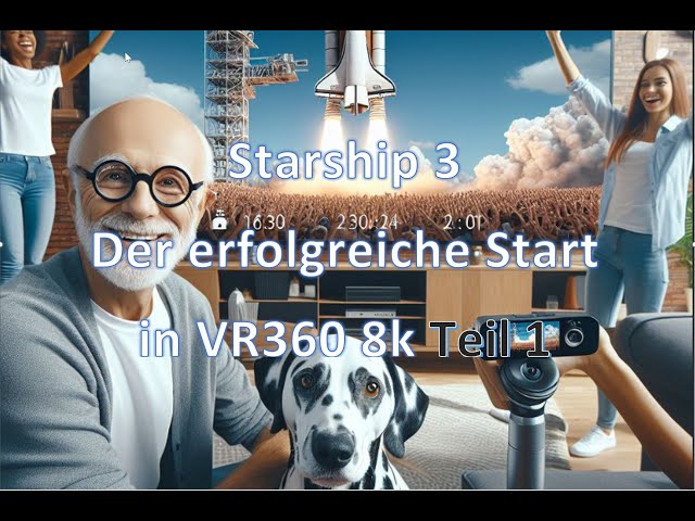 SpaceX Starship IFT3 Start in VR360 8K im Eiscafe Golddorf/New Space Group Niederrhein Inst360X3 8K