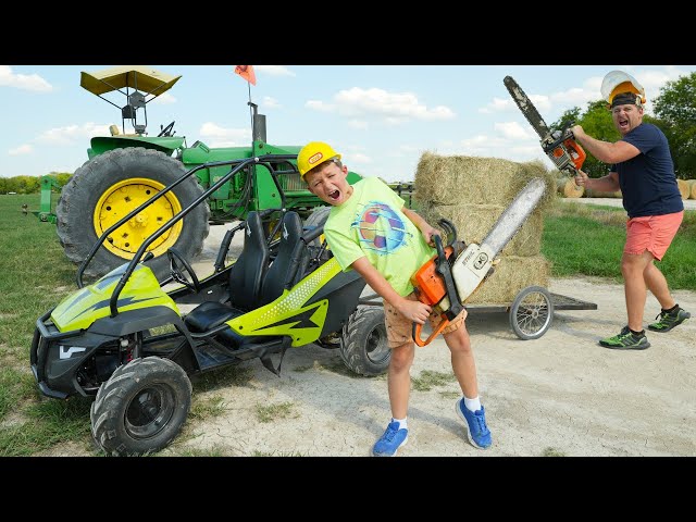 Hauling Hay and Digging Dirt with Tractors Compilation | Tractors for kids