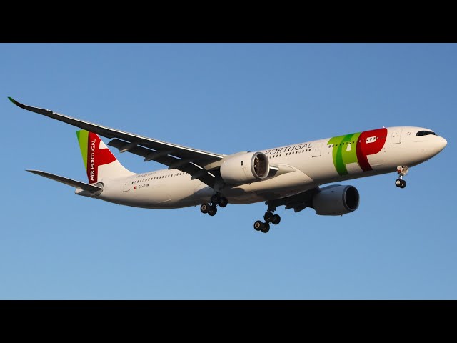 A brand new TAP Portugal A330NEO landing at Newark Liberty International Airport