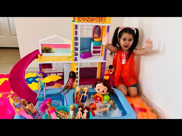 Kız oyunları!Elif Barbie ve Niloya ile Havuz keyfi.