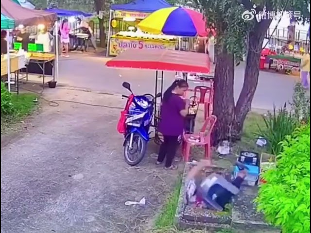 Woman disappears at Street Food stand . street food.