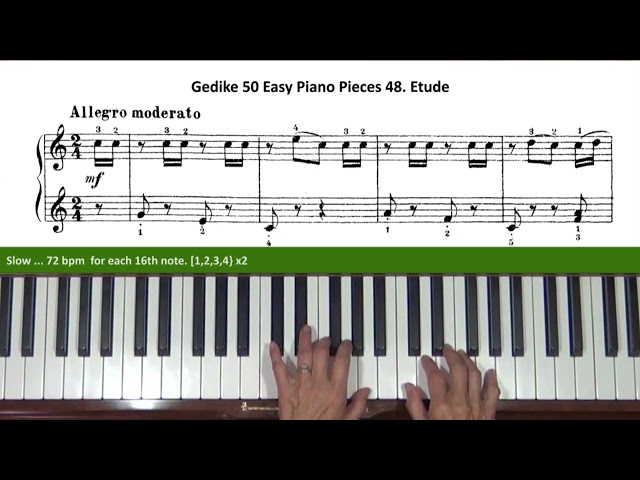 Gedike 50 Easy Piano Pieces Op. 46 No. 48 Etude Tutorial