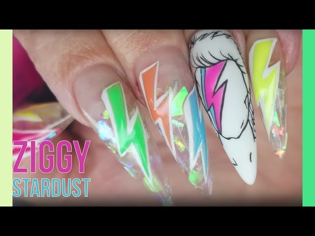 Ziggy Stardust Inspired Lightning Bolt Design - Design Change on Andreas Nails