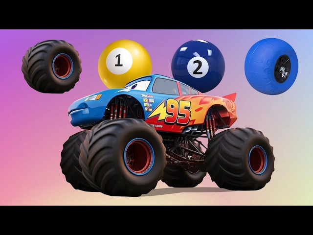 CORRECTLY GUESS THE COLOR & WHEEL MONSTER TRUCK LIGHTNING MCQUEEN🔥Tebak gambar kepala Monster Truck⚡