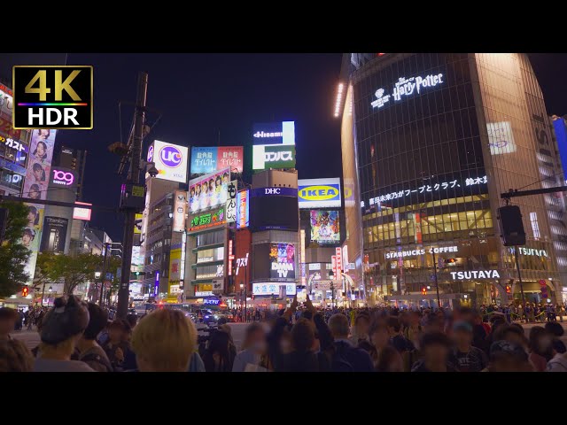 Take a walk around Shibuya at night on Halloween weekend 2023 [4K HDR]