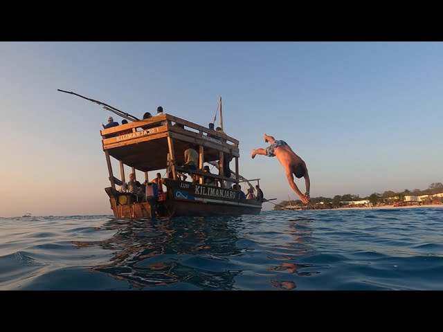 Diving off boat in #zanzibar #islands #youtubeshorts