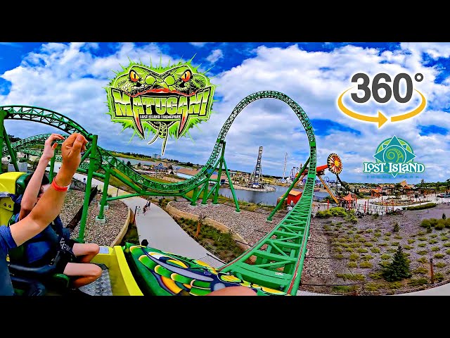 VR 360 Matugani Roller Coaster On Ride Front Seat POV Lost Island Theme Park 2024 08 16