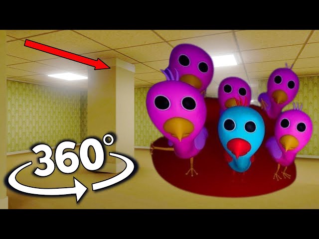 Baby Opila Bird Chase Scene in abandoned Backroom | 360 VR Video