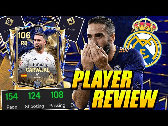 BEST RB! UTOTY CARVAJAL PLAYER REVIEW! 106 CARVAJAL REVIEW! FC MOBILE 25 CARVAJAL PLAYER REVIEW!