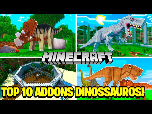 🔥 TOP 10 MELHORES ADDONS DE DINOSSAUROS PARA SEU MINECRAFT BEDROCK! (Mcpe/Minecraft Pe)