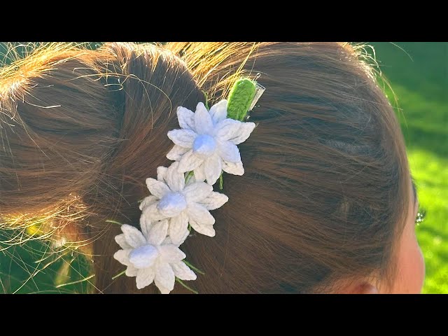 Crochet Jasmine Flower Hair Clip