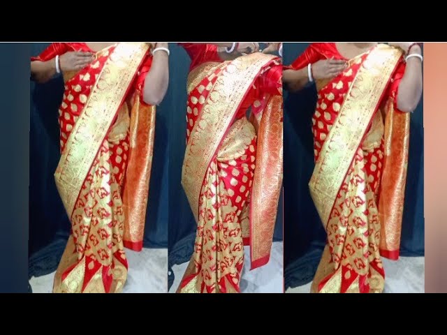 🥻Havey Benarasi saree draping style for weddings look/ Wedding style saree Draping tutorials