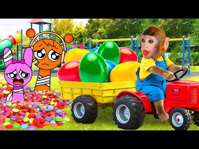 Monkey BeBe Transports Giant Candy in a Truck with His Friend INCREDIBOX SPRUNKI! | MONKEY BEBE