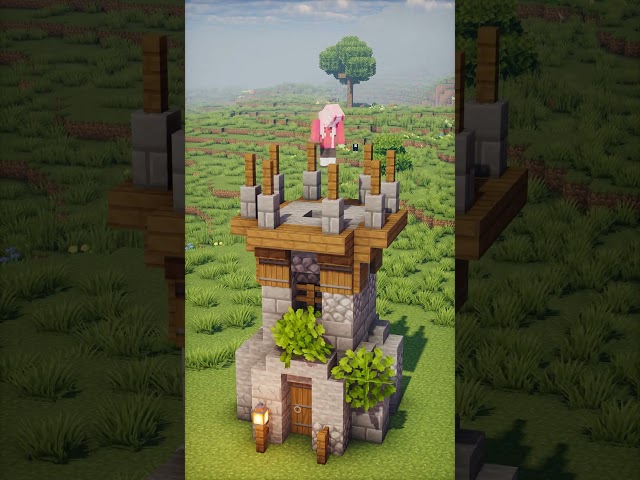 🌴🏠 Medieval Tower in Minecraft #minecraftbuilding #shorts